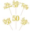 30 PCS Happy 50th Birthday Cupcake Toppers Glitter Fifty Hello 50 Cupcake Picks 50 & Fabulous Cheers to 50 Years Cake Decorations for 50th Birthday Anniversary Party Supplies Gold view 3