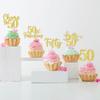 30 PCS Happy 50th Birthday Cupcake Toppers Glitter Fifty Hello 50 Cupcake Picks 50 & Fabulous Cheers to 50 Years Cake Decorations for 50th Birthday Anniversary Party Supplies Gold view 4