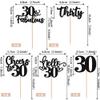 30 PCS Happy 30th Birthday Cupcake Toppers Glitter Thirty Hello 30 Cheers to 30 Years Cupcake Picks 30 & Fabulous Cake Decorations for 30th Birthday Anniversary Party Supplies Black view 2