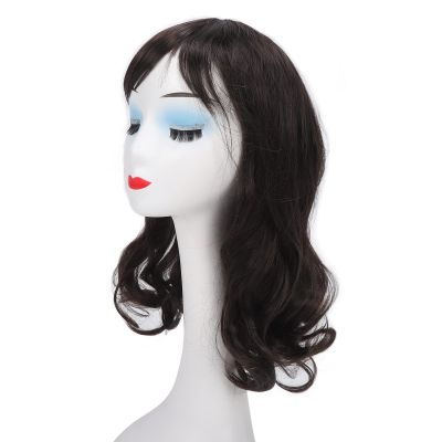 ZJchao Dark Brown Curly Wig with Bangs for Women, Stylish Breathable Halloween Cosplay Costume Party Wig