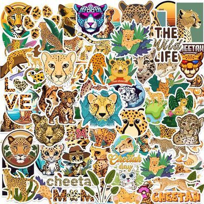 100 PCS Cheetah Vinyl Stickers, Cheetah Leopard Party Favors Birthday Decorations Supplies Gifts Waterproof Stickers for Water Bottle Laptop