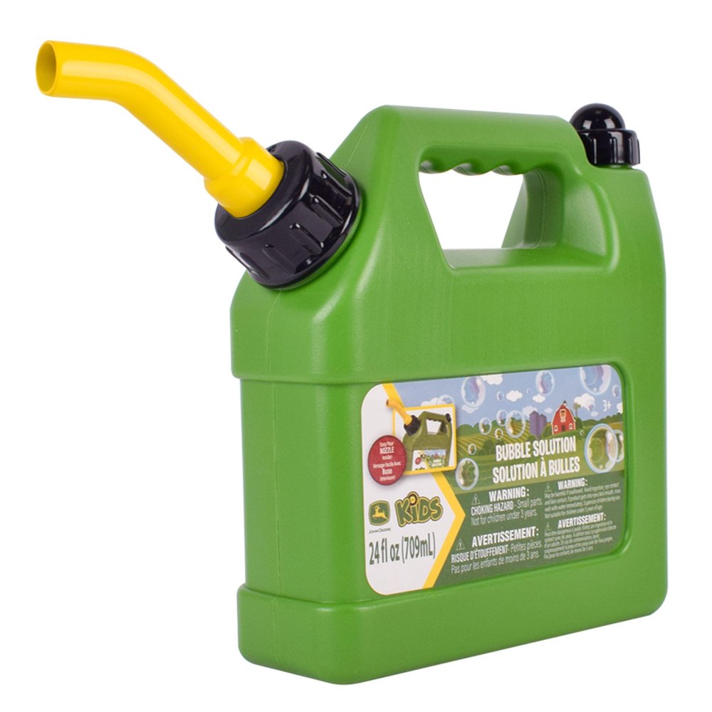 John Deere Bubble Can 24oz Bubble Bottle with Pouring Spout, Outdoor Summer Fun, Bubble Refill