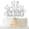 1 Pack 2026 Happy New Year Cake Topper Glitter Fireworks Hello 2026 New Year Cake Pick Cheers to 2026 Cake Decorations for Welcome 2026 Happy New Year's Eve Party Supplies Silver view 1