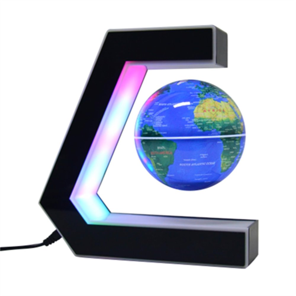 BEBEVOGUE Personalized Magnetic Levitation Floating Globe with LED Light Anti Gravity Wireless Lighting World Globe for Office Home Desk Gadget Decor Cool Birthday Gift for Men Kids Boss Boys