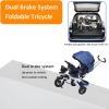 LHTJHP Trike Stroller,4 in 1 Baby Tricycle, Multi-Purpose Bike, Folding steering Tricycle Stroller, Learning Bike With Removable Handrail, Shock Absorbing Design,Push Tricycle for Toddlers 1-6,White+k view 3