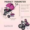 LHTJHP Trike Stroller,4 in 1 Baby Tricycle, Multi-Purpose Bike, Folding steering Tricycle Stroller, Learning Bike With Removable Handrail, Shock Absorbing Design,Push Tricycle for Toddlers 1-6,White+k view 4