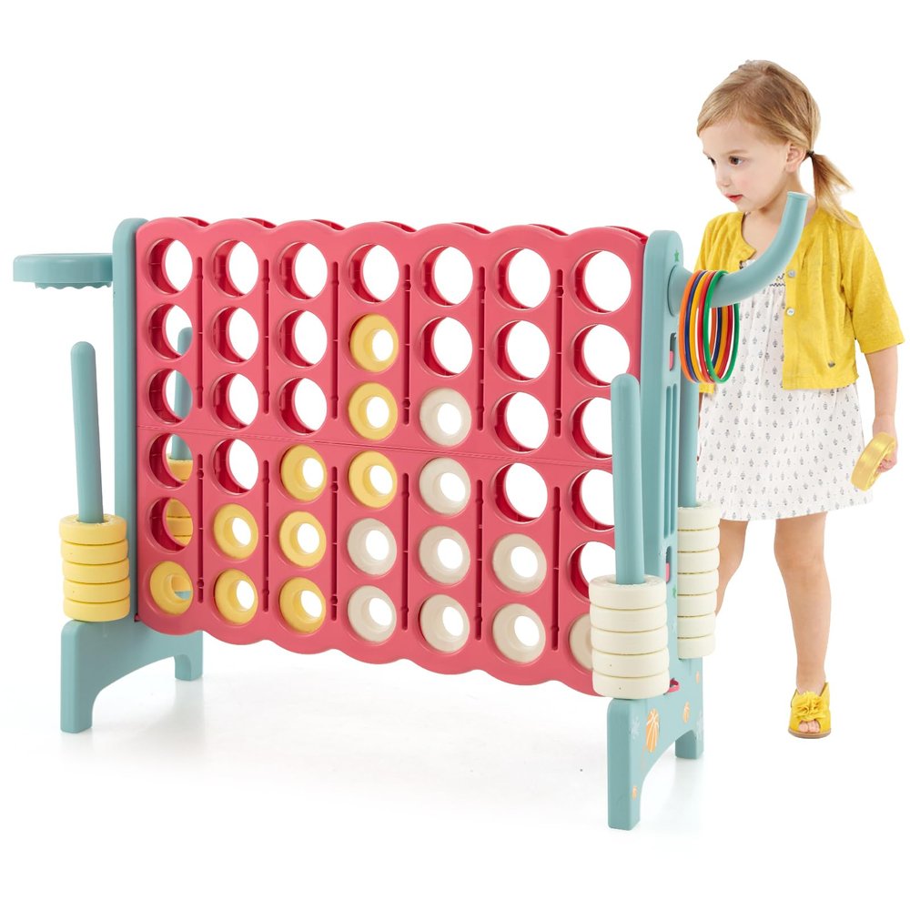 AKUSTIK Giant Connect Game Outdoor, 4 in a Row Jumbo 4 to Score for Kids Adults Family Party Yard Lawn, Large Connect Game with Quick Release Slider 42 Jumbo Rings