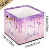 RIRIX Custom Storage Baskets Personalized Storage Bins Basket Boxes with PU Leather Handles for Clothes Bedroom Closet Organizing Toys Books Shelves Storage Boxes-Pink Purple Glitter Dripping view 4