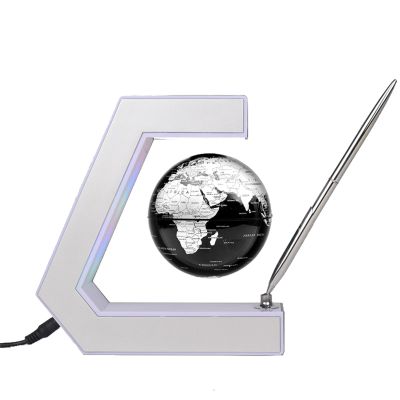 BEBEVOGUE Personalized Magnetic Levitation Floating Globe with LED Light & Pen Anti Gravity World Globe for Office Home Desk Gadget Decor Cool Birthday Gift for Men Kids Boss Boys (Silver)