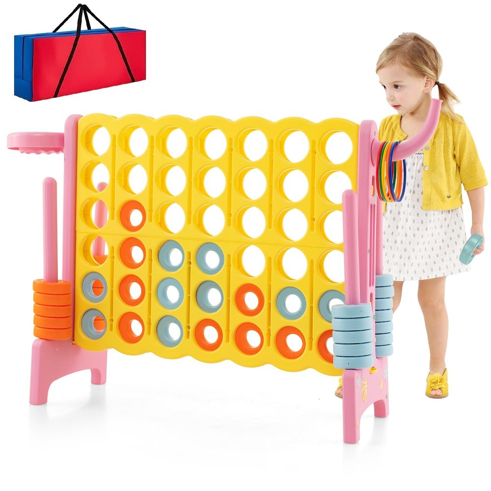 AKUSTIK Giant Connect Game Outdoor, 4 in a Row Jumbo 4 to Score Connect Game for Kids Adults Family Party Yard Lawn, Large Connect Game with Quick Release Slider 42 Jumbo Rings