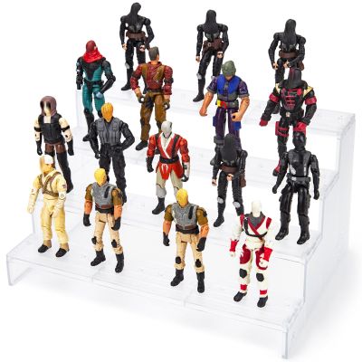 3.75 inch Vintage (1977-1985) Star was/ Gijeo Figure Risers Stand, Action Figure Display Stands with Flexible Pegs, Toy Support Base Holder Accessories for 1/18 Scale Figures, 4 Tiers, Clear