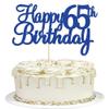 Gyufise 1Pc Happy 65th Birthday Cake Topper Blue Glitter 65th Birthday Cake Pick Cheers to 65 Years Old Sixty Five and Fabulous Cake Decorations for 65th Birthday Wedding Anniversary Party Supplies view 1