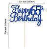 Gyufise 1Pc Happy 65th Birthday Cake Topper Blue Glitter 65th Birthday Cake Pick Cheers to 65 Years Old Sixty Five and Fabulous Cake Decorations for 65th Birthday Wedding Anniversary Party Supplies view 2
