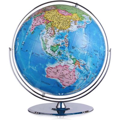 Detailed Crystal Sphere Globe, 720 Rotating World Globe with Stable Stainless Steel Base, Earth Globe HD Printed Map Geographic Globe New