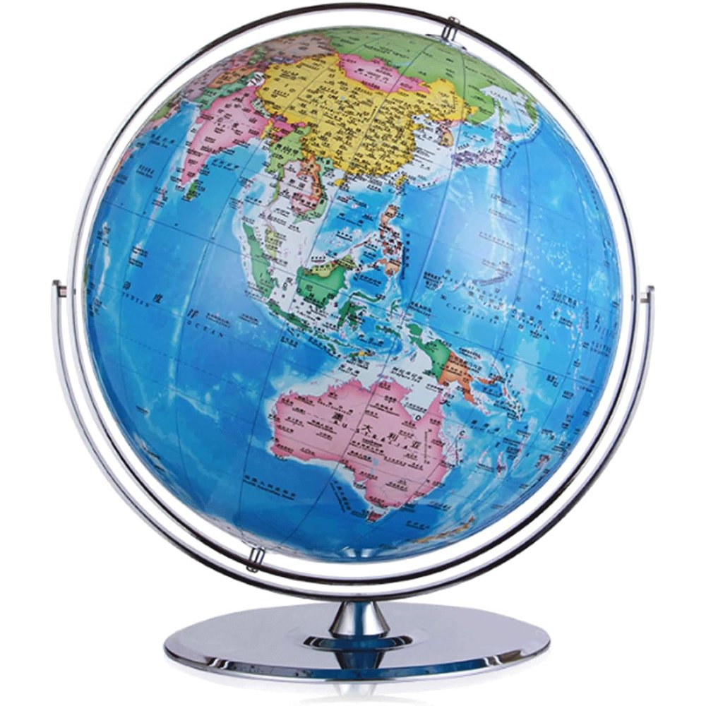 Detailed Crystal Sphere Globe, 720 Rotating World Globe with Stable Stainless Steel Base, Earth Globe HD Printed Map Geographic Globe New