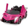 OLAKIDS 2 Seater Kids Ride On Car, 12V 4WD Licensed Lamborghini Veneno Electric Vehicle with Remote Control, Toddlers Battery Powered Toy Gift with 2 Speeds, Rocking Mode, Music, USB, MP3 (Pink) view 1