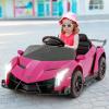 OLAKIDS 2 Seater Kids Ride On Car, 12V 4WD Licensed Lamborghini Veneno Electric Vehicle with Remote Control, Toddlers Battery Powered Toy Gift with 2 Speeds, Rocking Mode, Music, USB, MP3 (Pink) view 2