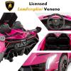 OLAKIDS 2 Seater Kids Ride On Car, 12V 4WD Licensed Lamborghini Veneno Electric Vehicle with Remote Control, Toddlers Battery Powered Toy Gift with 2 Speeds, Rocking Mode, Music, USB, MP3 (Pink) view 3