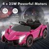 OLAKIDS 2 Seater Kids Ride On Car, 12V 4WD Licensed Lamborghini Veneno Electric Vehicle with Remote Control, Toddlers Battery Powered Toy Gift with 2 Speeds, Rocking Mode, Music, USB, MP3 (Pink) view 4
