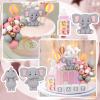 Acmee 44 PCS Elephant Cake Toppers - Mini 3D Elephant BABY Letters Milk Bottle Pink Gold Foam Balls Cake Toppers for Baby Shower Girls Boys Birthday Party Cake Decorations view 3