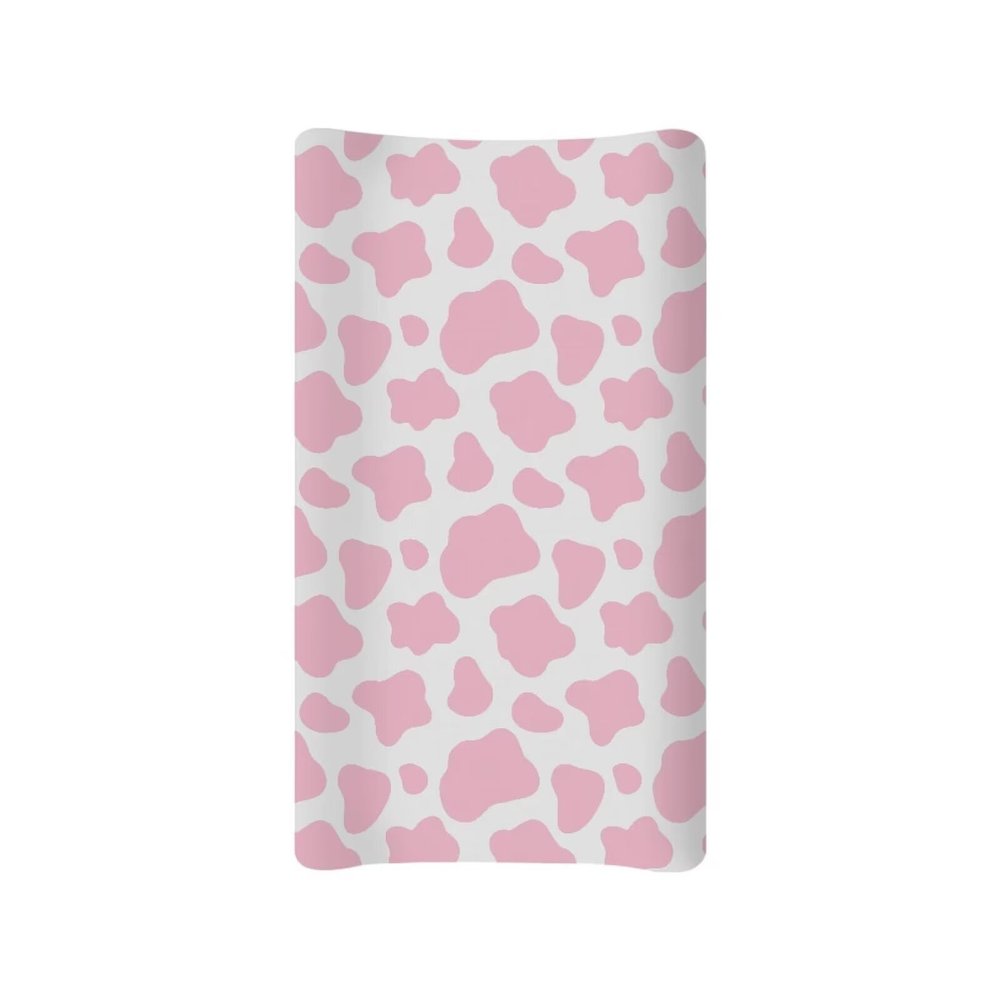 Mintulipy Cow Pink Changing Pad Cover Baby Diaper Changing Pad Cover for Boys Girls Soft Breathable Stretch Fitted Baby Changing Pad Covers 32''x16''Stretchy Changing Table Mats
