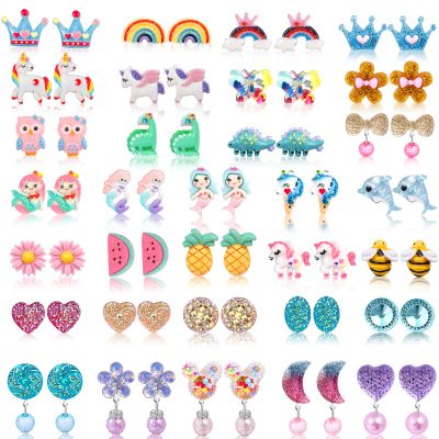 Clip On Earrings For Girls, 12/30 Pairs Hypoallergenic Kids Earrings, Cute And Great Gifts For Girls 4-12 (32-pair of clip on earrings)