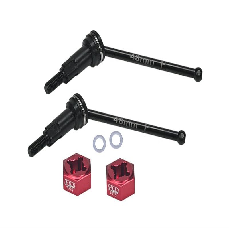4140 Medium Carbon Steel Front CVD Drive Shafts with Aluminum 7075 Wheel Hex for Arrma 1/18 Granite GROM MEGA 380 Brushed 4X4 Monster Truck ARA2102 Upgrade Parts - Red
