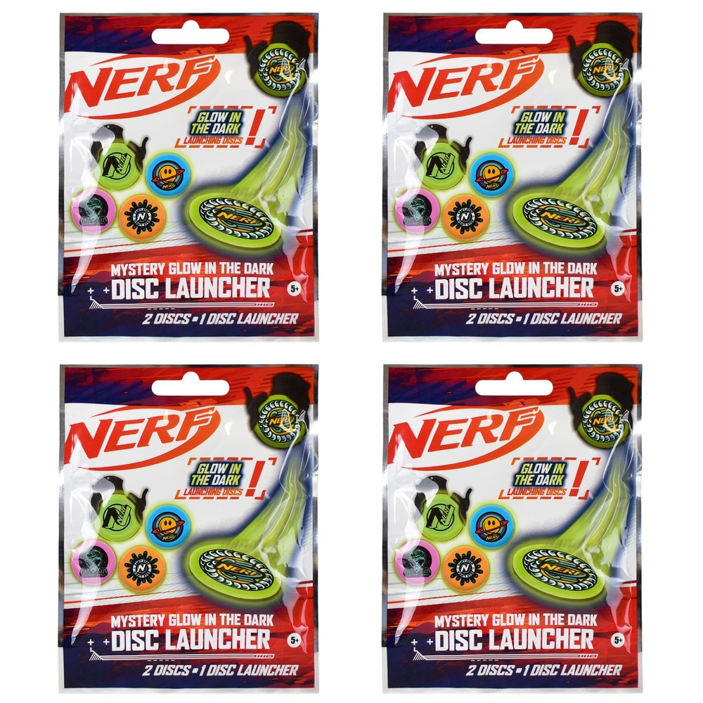 Nerf - Blind Bag Party Favour Sets - Glow In The Dark Launchers - Pack of 4