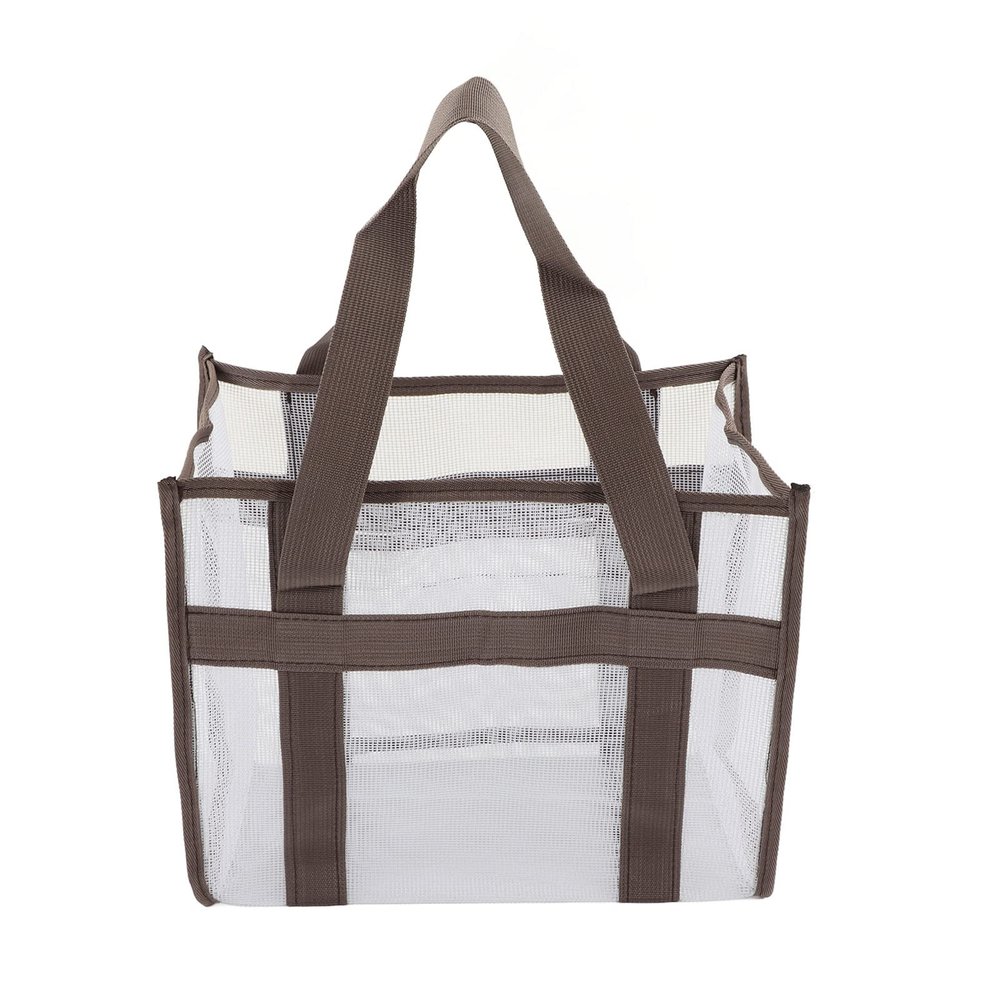 Large Mesh Beach Tote Bag, Non Transparent Waterproof Bag with 4 Pockets, Lightweight Pool Bags for Sand Toys Family Travel Grocery Bags Reusable Shopping Bags, Kids Shell(53x23cm / 20.9x9.1in)
