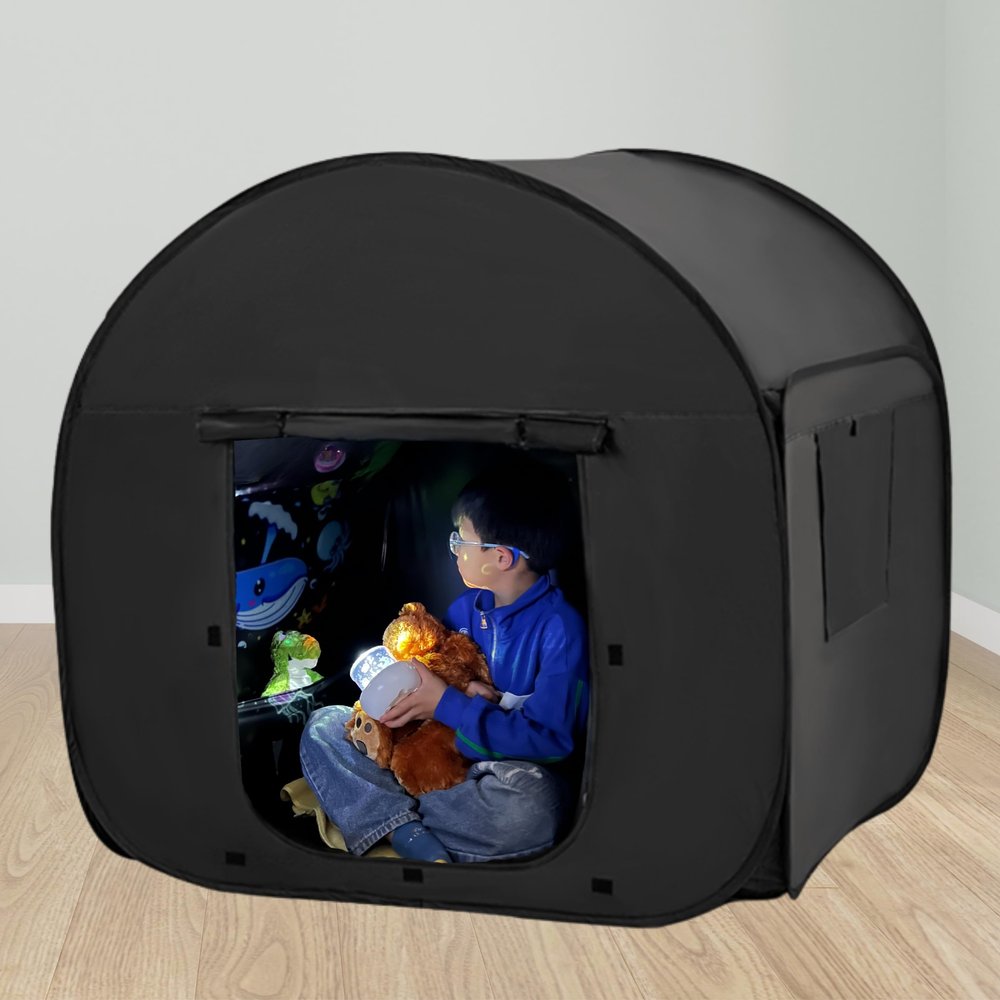 lukidoki Sensory Tent for Kids with CPC Certification - Sensory Calm Corner Helps Autism, ADHD, SPD Children Relax, Reduce Anxiety - Portable Pop-up Blackout Hideout Play Tent Toys Add Windows