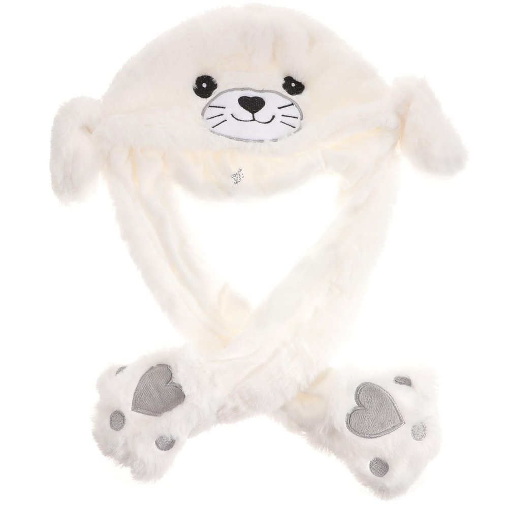 Abaodam Plush Animal Hat Moving Ears Funny Cartoon Party Headdress for Boys and Girls and Adults for Role Play Cosplay Cold Weather Wear Unique Idea for Animal