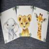 Baby Safari Animals for Girl or Boy Nursery Bedroom, Set of 3 Unframed Wall Art Prints, Jungle Leaves Posters, Nursery Decor Gift, Giraffe Elephant Lion (12x16) view 2