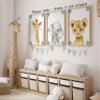 Baby Safari Animals for Girl or Boy Nursery Bedroom, Set of 3 Unframed Wall Art Prints, Jungle Leaves Posters, Nursery Decor Gift, Giraffe Elephant Lion (12x16) view 3