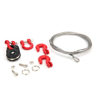 Acouto Equipment Three Piece Set Rc Steel Rope Pulley Lock Sleeve for Rc Model Car Climbing Vehicle Rc Crawler Accessories 1 10 Scale Snatch Block Winch Tow Strap Hook Trailer Stra