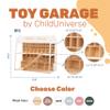 Toy Parking Garage with Elevator Wooden Toy Car Storage Small Car Compatible Gift for Toddlers 1-4 Years Old Organizer Case Shelf for Mini Toy Cars (Big, Natural) view 3