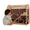 Toy Parking Garage with Elevator Wooden Toy Car Storage Small Car Compatible Gift for Toddlers 1-4 Years Old Organizer Case Shelf for Mini Toy Cars (Big, Dark Walnut) view 1