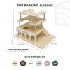Parking Garage for Toy Cars 2.0 Wooden Garage Toy Storage Organizer Big Toy Car Compatible 3-Level Wooden Car Ramp Toy for Toddlers 1-4 Years Little People Garage Car Tower (Small, Green) view 3