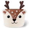 Cute Deer 100% Cotton Rope Baby Laundry Basket for Boys & Girls, Woodland Nursery Decor, Nursery Storage Basket for Essentials like Diapers, Wipes, Towels, Perfect for Baby Shower Gifts, Machine Wash view 1