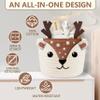 Cute Deer 100% Cotton Rope Baby Laundry Basket for Boys & Girls, Woodland Nursery Decor, Nursery Storage Basket for Essentials like Diapers, Wipes, Towels, Perfect for Baby Shower Gifts, Machine Wash view 4