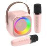 Jeefu Karaoke Machine for Kids, Toys for 3-12 Years Old Girls Gifts, Kids Karaoke Microphone Machine Toy, Best Fun Christmas Birthday Gifts for 5 6 7 8 9 10 11 Years Teens Girl Boys Pink 2 Mic view 1