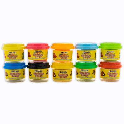 BAZIC Products Modeling Dough 1 Oz, 5 Primary & 5 Fluorescent Colors Set, Non Toxic Soft DIY Modeling Clay with Mold Caps for Art and C