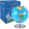 Bike on Hike LED Illuminated World Globe with Chrome Rotating Stand  3-in-1 Educational Tool, Interactive Learning Glowing Globe, Lighted Display, 9.5 Inch view 1