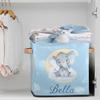 RIRIX Custom Storage Baskets Personalized Storage Bins Basket Boxes with PU Leather Handles for Clothes Bedroom Closet Organizing Toys Books Shelves Storage Boxes-Blue Elephant Baby view 2