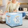 RIRIX Custom Storage Baskets Personalized Storage Bins Basket Boxes with PU Leather Handles for Clothes Bedroom Closet Organizing Toys Books Shelves Storage Boxes-Blue Elephant Baby view 3