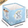 RIRIX Custom Storage Baskets Personalized Storage Bins Basket Boxes with PU Leather Handles for Clothes Bedroom Closet Organizing Toys Books Shelves Storage Boxes-Blue Elephant Baby view 4