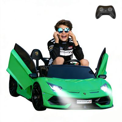 2-Seater Ride on Car 24V Electric Lamborghini for Kids High Speed 13km/h Drift Sports Car with PU Leather Seats w/Adjustable Safety Belt, 2 Speeds Mode, Music, Gifts for Children