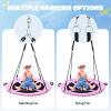 Trekassy 700lb 40" Saucer Tree Swing for Kids Adults Outdoor Textilene with 2pcs Tree Hanging Straps-Pink view 3