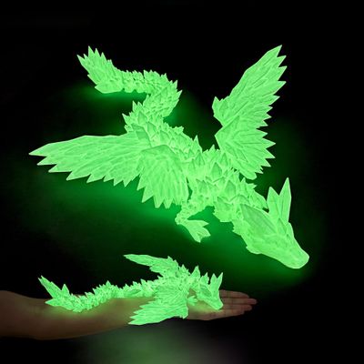 Flavery 3D Printed Dragon - 18 inch Flying Articulated Dragon with Wings, Flexible Winged Crystal Fidget Toy, Home Decor, Birthday Gift, Desk Pet