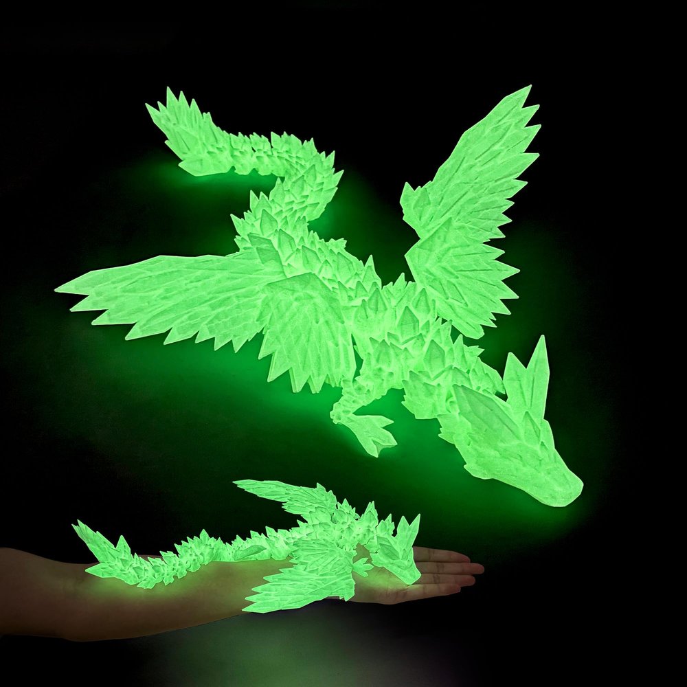 Flavery 3D Printed Dragon - 18 inch Flying Articulated Dragon with Wings, Flexible Winged Crystal Fidget Toy, Home Decor, Birthday Gift, Desk Pet