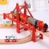 Wooden Train Track Bridge Toy Set 2Pcs Railway Bridge Replacement Compatible with Thomas Friends and Major Train Systems 12.8In Model for Kids Building Play view 2